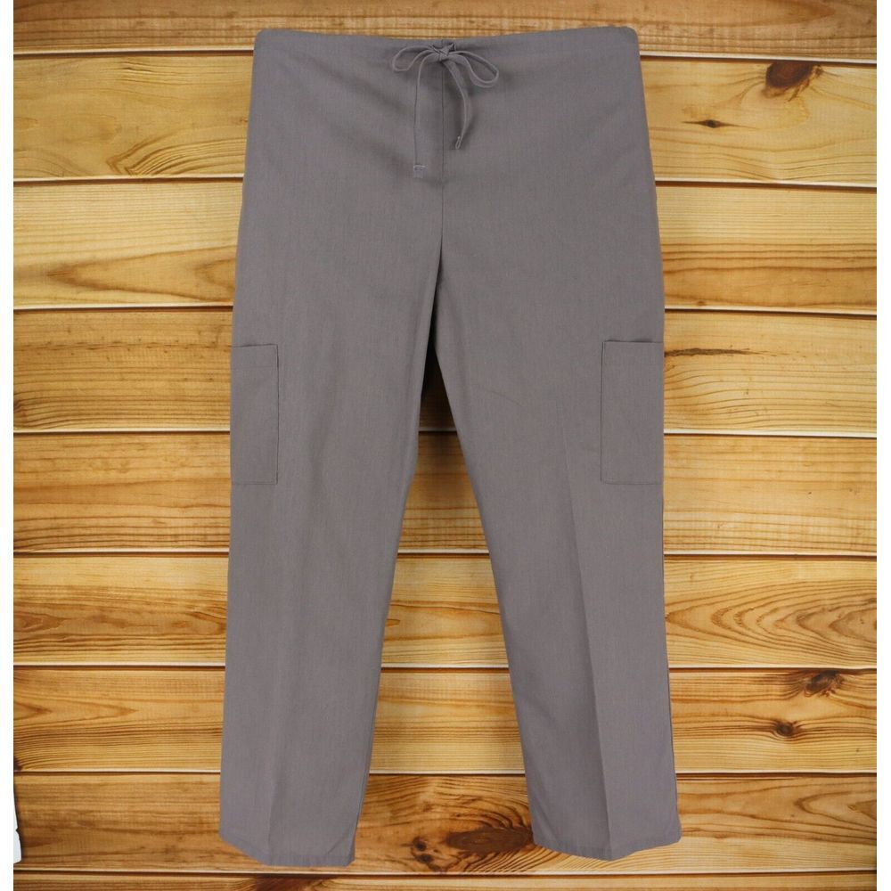 Absolute Scrubs Mens Size L Gray Polyester‎ Blend Drawstring Straight Leg